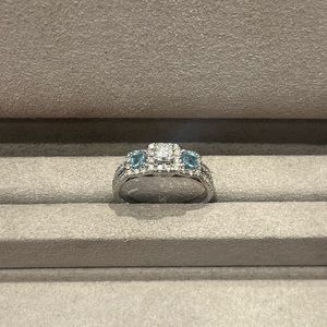 14k Diamond Aquamarine Ring